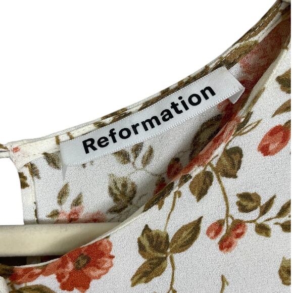 Reformation Fauna Dress Floral Button Front Mid Dress 6 Cottage Feminine Retro - Picture 9 of 13